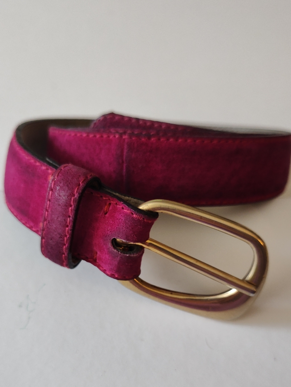 DKNY Pink Suede Women's Belt with Gold Buckle Size M
